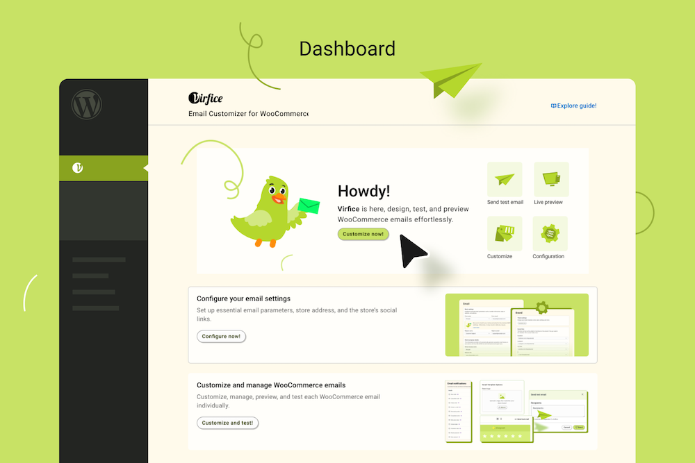 Email Customizer for WooCommerce - Virfice - Dashboard
