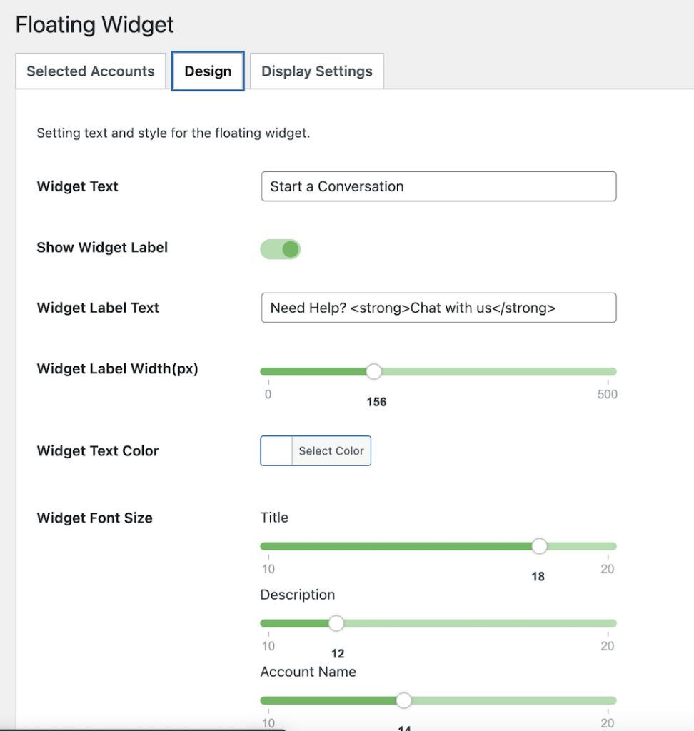 Choose the Floating WhatsApp Widget