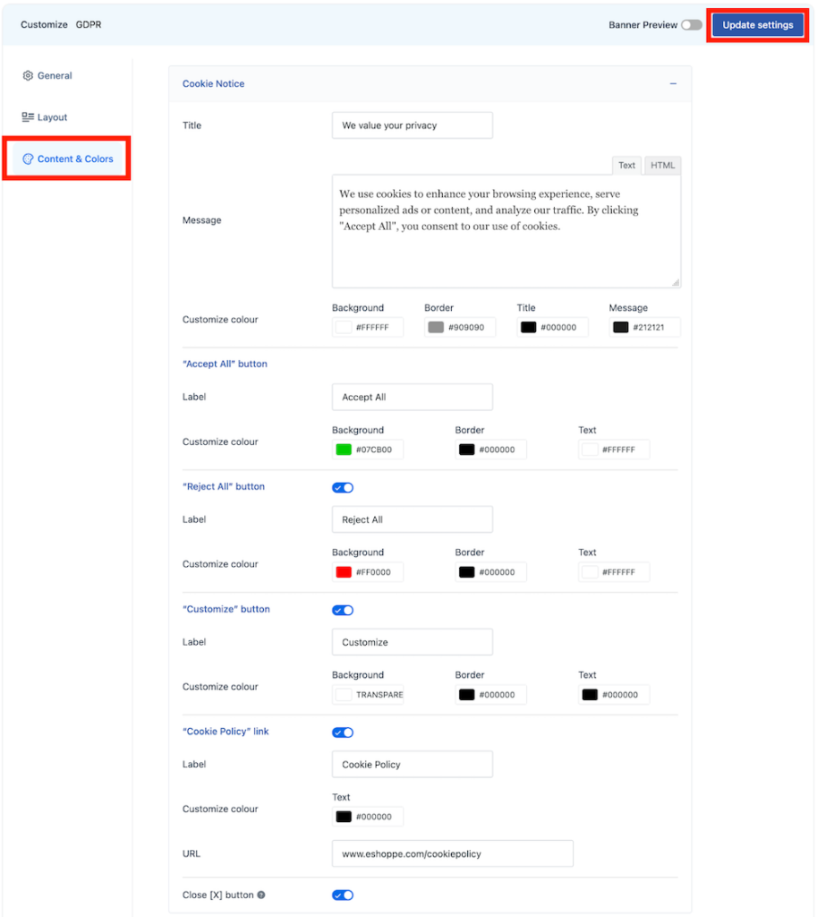 Customize Cookie Consent Banner in WooCommerce